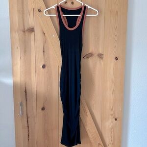 Sundry ribbed maxi dress. Navy w dark orange trim. Size 1/xs to small